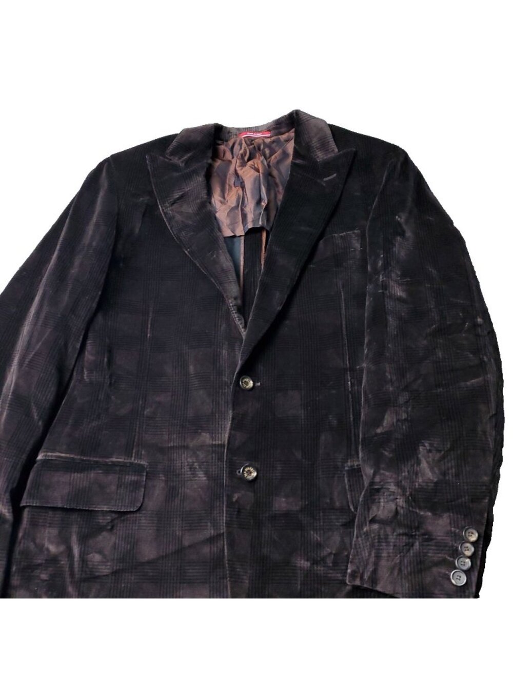 Pal Zileri Blazer Mens Size 54L Brown Plaid Italy Cotton Acylic Suit Jacket